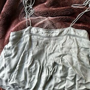 Light Green Pleated Spaghetti Strap Top